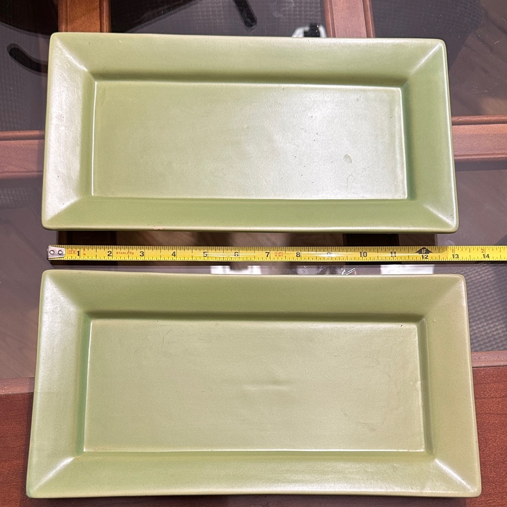 Pier 1 Green Rectangular Candle Holders